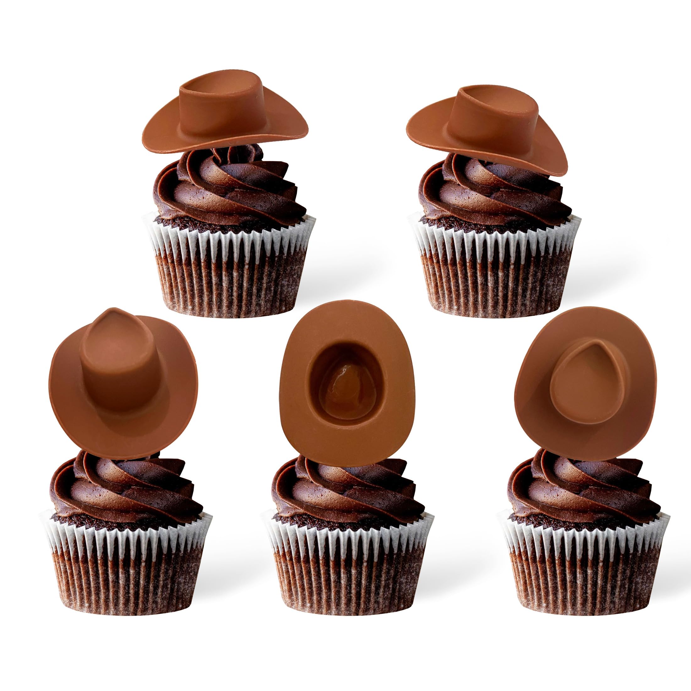 Photo 1 of Gexolenu 20 Pcs Plastic Mini Cowboy Hat Decoration Western Cowgirl Hat Doll Hats for Dollhouse Party Decoration Boy Girl Birthday Cake Decor Supply(Brown)