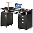 Techni Mobili 47.25" Ergonomic Computer Drawers & File Cabinet for Home Office Storage, Espresso Writing Desk, ONE Size