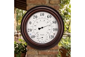 Outdoor Thermometers, Vintage Wall Thermometer and Hygrometer, 8-inch Garden Thermometer for Reliable Temperature & Humidity 