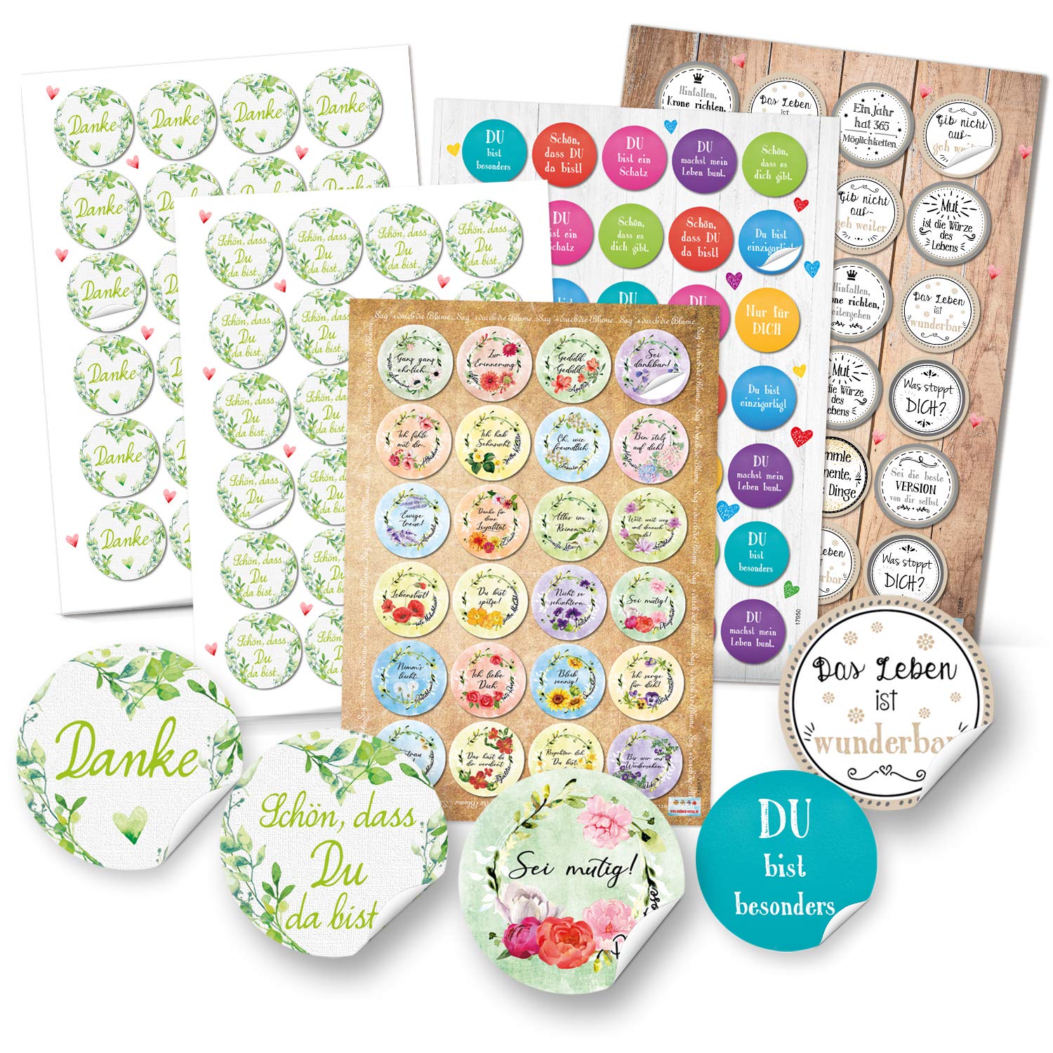 Logbuch-Verlag Sticker Sets Colourful Sayings Thank You Nice That You Are 4 cm and 3.2 cm Gift Sticker Sayings Sticker Decoration Packaging Set 2