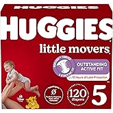 Huggies Size 5 Diapers, Little Movers Baby Diapers, Size 5 (27+ lbs), 120 Count (2 Packs of 60)