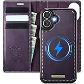Kowauri Case for iPhone 17, PU Leather Wallet Flip Case with Card Holder RFID Blocking, Magnetic Detachable Shockproof Phone Cover Wireless Charging Compatible for iPhone 17 (6.3 inch), Purple