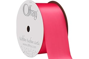 C.R. GIBSON Berwick Offray 475621 1.5" Wide Single Face Satin Ribbon, Shocking Pink, 4 Yds