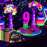 XJLANTTE 100Pcs Glow Party Napkins 13x13 Inch Neon Fluorescent Birthday view 8