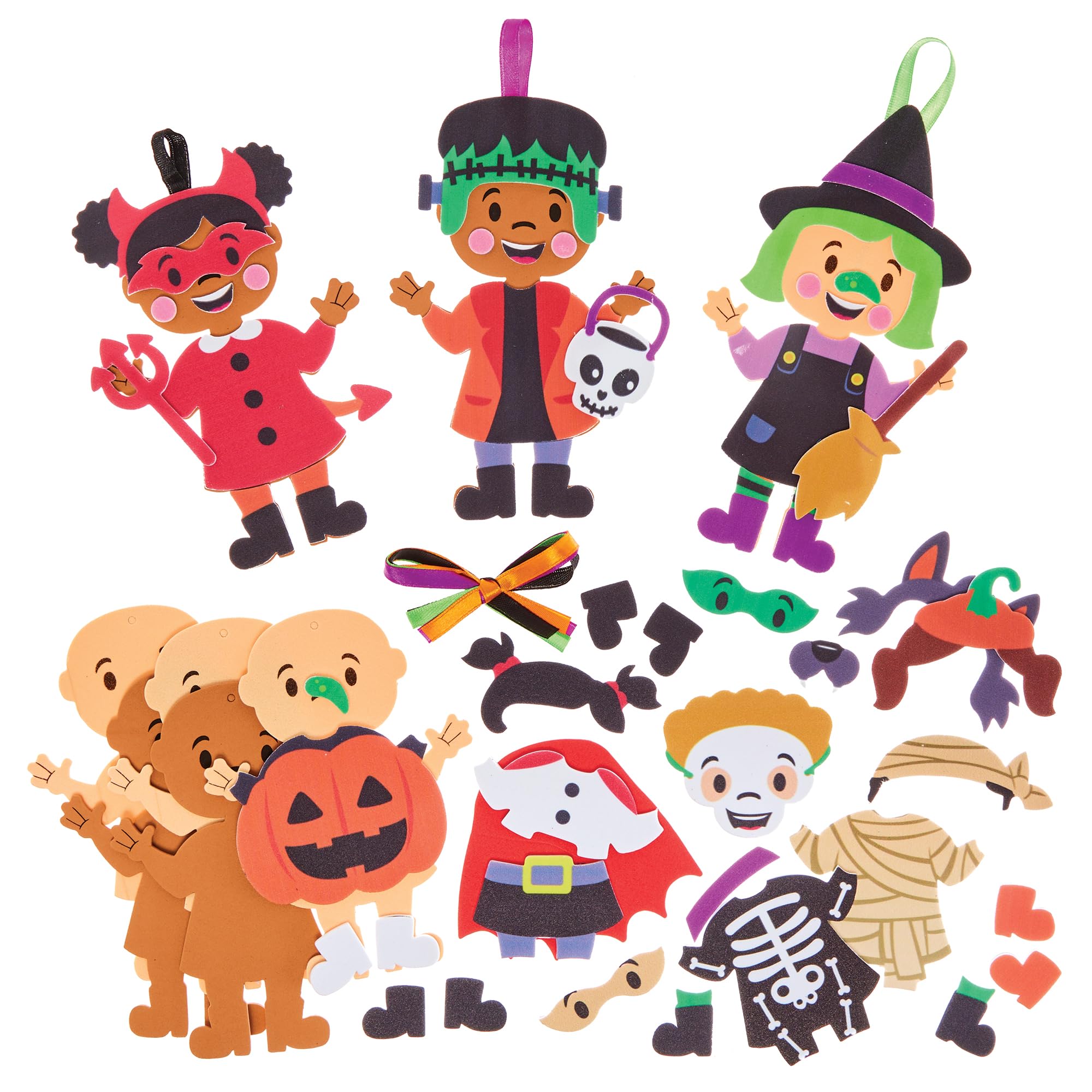 Baker Ross FX636 Halloween Costume Trick Or Treat Decoration Kits - Pack of 8, Halloween Decoration Craft Kits for Kids
