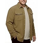 SONICDEGREE Men's Waffle Corduroy Shirt Jacket Big and Tall Shacket Button Down Textured Overshirt with Flap Pockets, 3XL-8XL