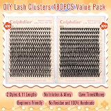 calphdiar 480Pcs Eyelash Clusters 40D+50D D Curl 8-18mm Natural Volume DIY view 2