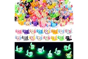 48PCS Mini Resin Axolotl Miniature Figurine - 16 Colors (8 Glow in The Dark & 8 Non-Luminous) 3 Pieces per Color, Mini Plasti