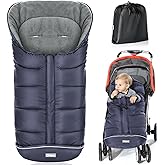Orzbow Universal Footmuff for Stroller, Winter Warm Baby Bunting Bag, Waterproof Windproof Warm Polar Fleece Lined for Toddler Sleeping Bag, Blue