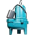 Little Giant 9SC-CIA-RF 115 Volt, 4/10 HP, 6000 GPH Epoxy-Coated Cast Iron Submersible Sewage Pump with Piggyback Tethered Float Switch, 20-Ft. Cord, Blue, 509412