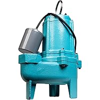 Little Giant 9SC-CIA-RF 115 Volt, 4/10 HP, 6000 GPH Epoxy-Coated Cast Iron Sewage Pump with Piggyback Tethered Float Switch, 