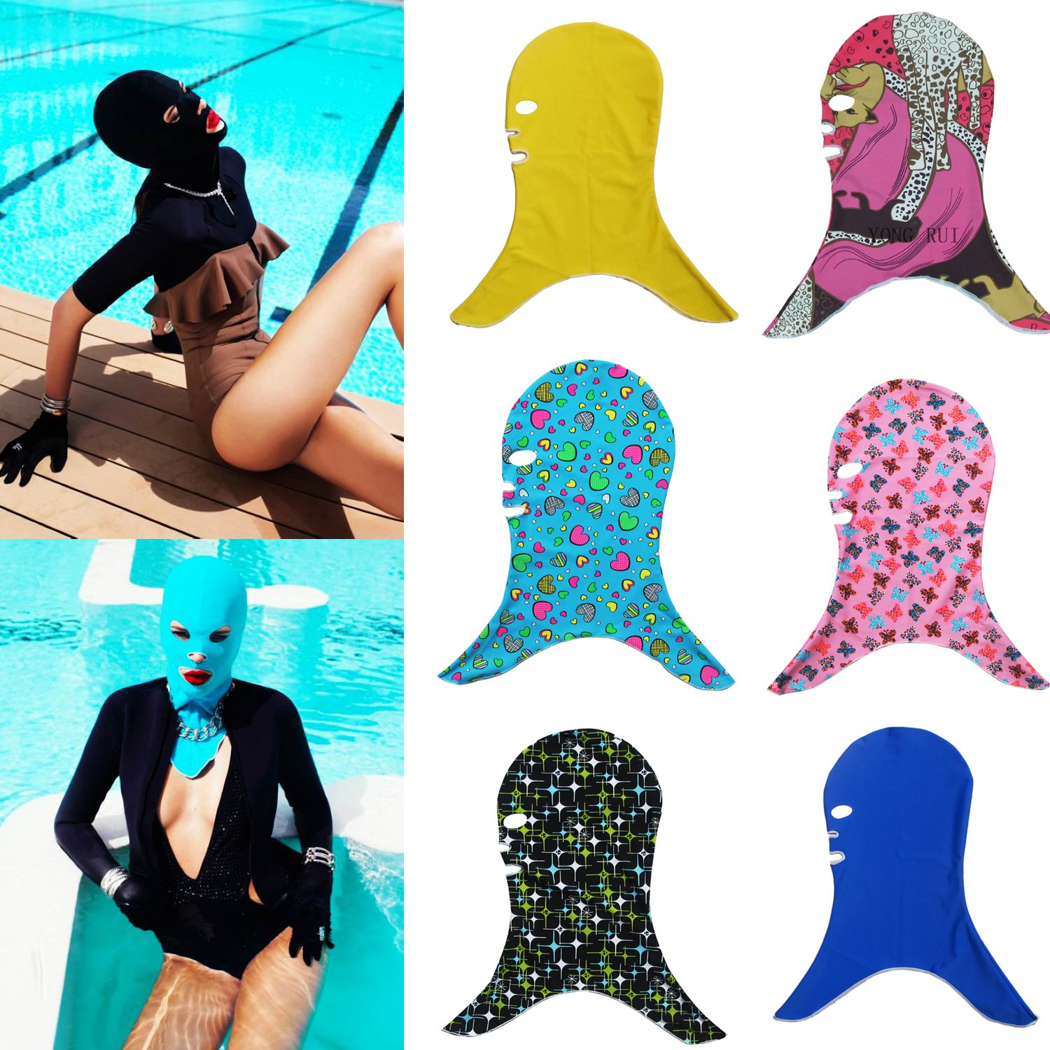 Swim Cap Facekini Face Bikini China's aunt Fashion Sunblock Protect Mask