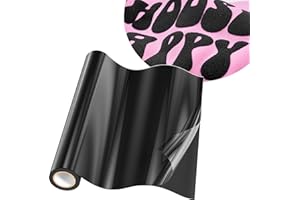 JAVIGA Black Puff Vinyl Heat Transfer, 10" x 3ft 3D Puff Black HTV Vinyl, Black Iron on Vinyl Roll for Cricut, All Cutting Machine and Heat Press
