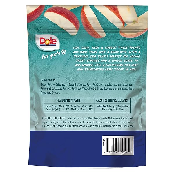DOLE FOR PETS FRESHLY FETCHED LASTING CHEW, APPLE FLAVOR DOG TREATS, SMALL BREEDS, NO WHEAT, CORN, SOY, ARTIFICIAL FLAVORS, COLORS, OR ANIMAL PRODUCTS, 8 OUNCES, 10 CHEWS