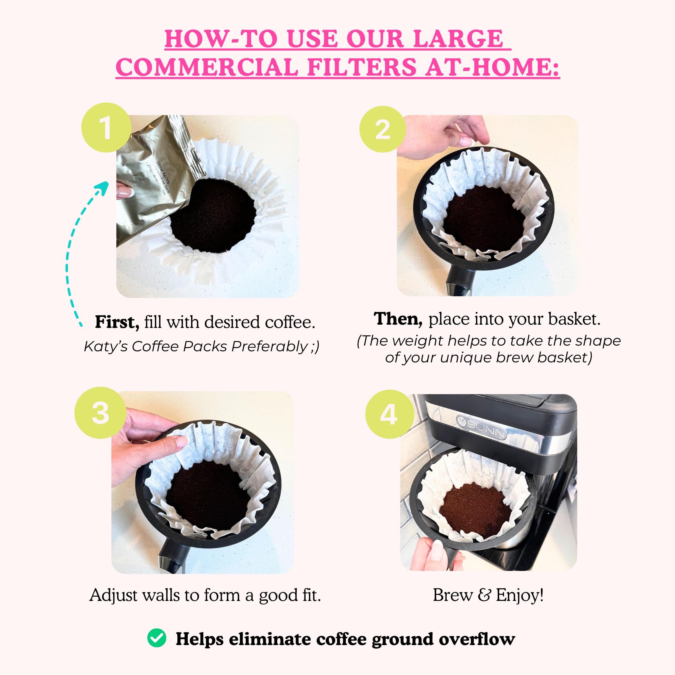 Katy’s Large Coffee Filters - 12 Cup Commercial Coffee Filters - 9.5” x 4.5” Inch - Premium Paper & Brew Extraction, Tall & Wide, No Ground Overflow - Perfect For Restaurants & Cafes - 500 Count