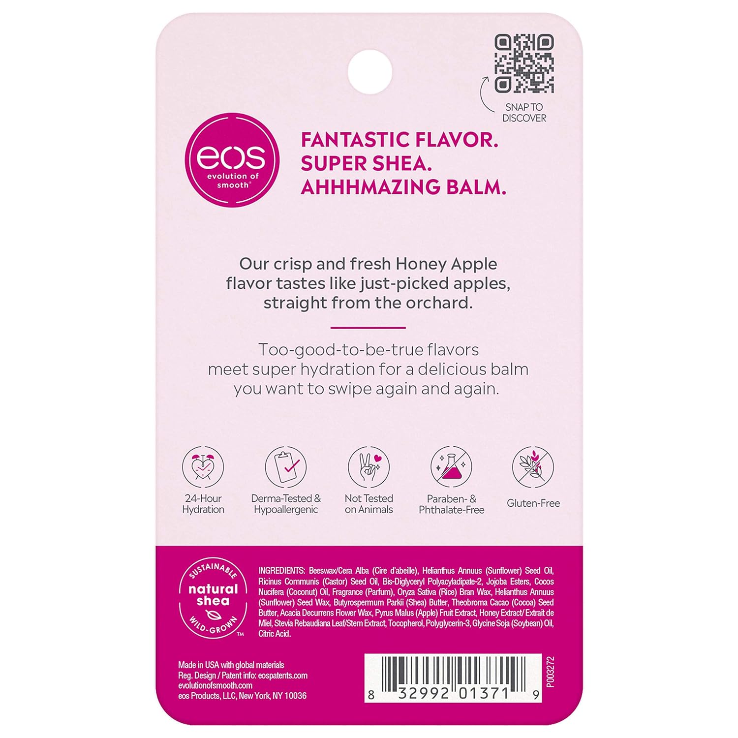 eos Super Soft Shea Lip Balm - Honey Apple | 24 Hour Hydration | Lip Care to Moisturize Dry Lips | Gluten Free | 0.25 oz: Beauty