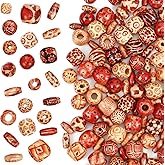 100PCS Wooden Beads for Crafts, Large Hole Wood Hair Beads for Braids, Wooden Spacer Bead for Macrame Necklace Bracelet DIY Craft Handmade Decor Wood Color