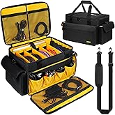 DJ Equipment Bag with 5 Detachable Dividers,DJ Cable File Bag with Laptop and Microphone Slots,Travel Dj Gig Organizer Bags for DJ Gear,Musicians, Professional and Dj Accessories( 18.5"×11.5"×11")