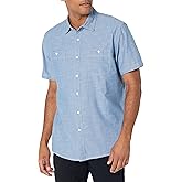 Amazon Essentials Men's Regular-Fit, Short-Sleeve Button-Down Chambray Shirt