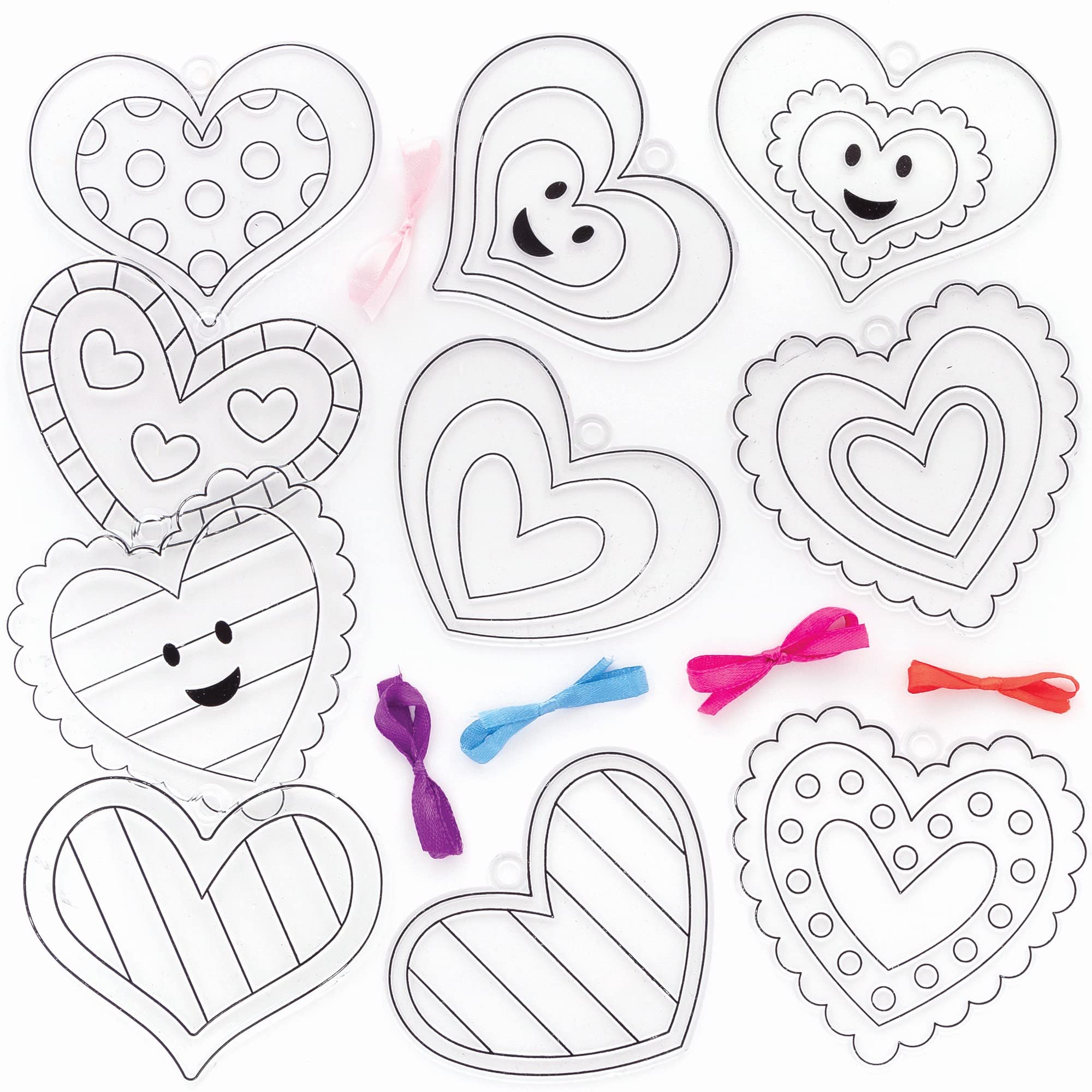 Baker Ross Heart Suncatcher Decorations - Pack of 10, Valentine's Suncatcher Kits for Kids (FC476)