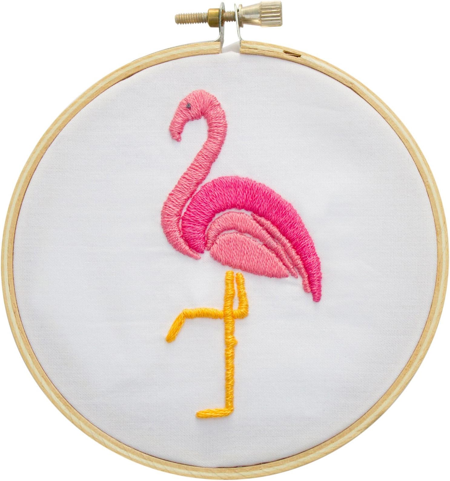 Queen Bee Stitching, Embroidery Kit - Gift Set, Skill Level 3, Flamingo Design