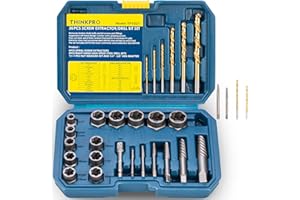 THINKPRO Bolt Extractor kit and Left Hand Drill Bit Set, 30 Piece EZ Out Bolt Extractor Set for Broken, Damaged, Rusted, and Round-Off Studs, and Striped Bolt Remover for Automotive (26+4 Pieces)