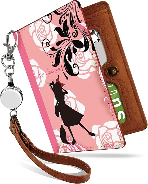 パスケース 定期入れ リール付き かわいい 魔女宅 桃 イラスト キャラ 二つ折り 中がみえない おしゃれ レディース キキ ジジ ピンク 魔女宅 桃 Ps バッグ スーツケース Amazon