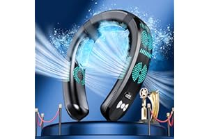 BKDRL Antinanco Neck Air Conditioner, Portable 5 Turbo 3 Cooling Plates Neck Fan, 3D Airflow Cooling & 6000 mAh Neck Air Conditioner, 3 Modes 9 Levels Cooler & Heater (02 Black)