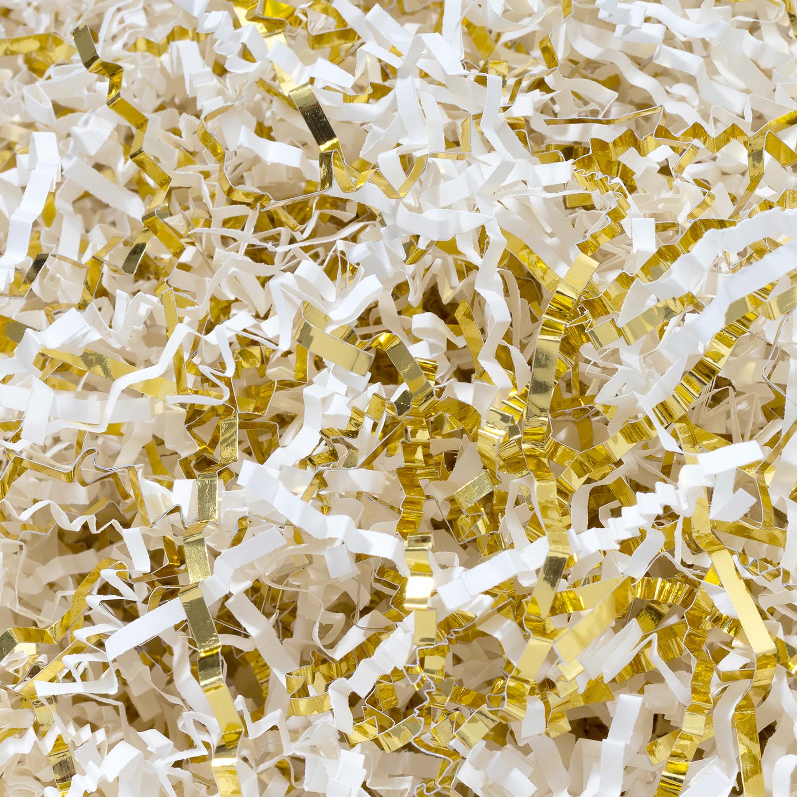 Wowxyz 1 LB Crinkle Cut Paper Shred White & Gold