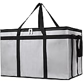 Bodaon Insulated Bags for Delivery, Insulated Food Delivery Bag, XXX-Large Insulated Pizza Delivery Bags, Commercial Catering Bag, Food Warmer Hot Bag, Rideshare Driver Essentials, Gray, 1-Pack