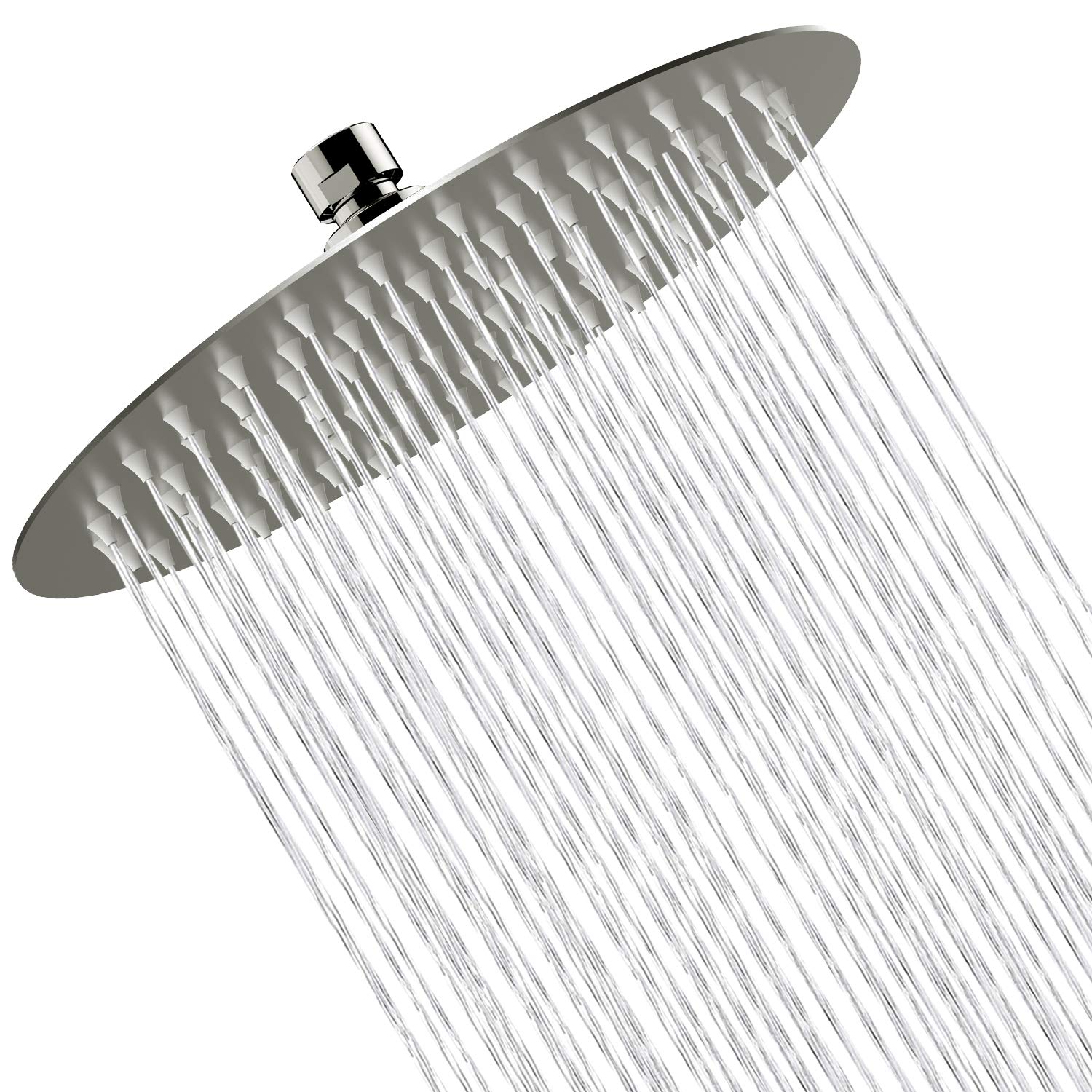 Rain Shower Head High Pressure,WOOPHEN 6 Inch 304 Stainless Steel Rainfall Showerhead, Swivel Spray Angle, Voluptuous Shower Experience, Easy Installation, Brushed Nickel