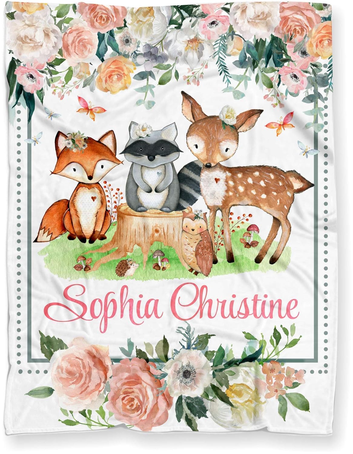 personalized woodland baby blankets
