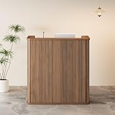 42.1 Inches Reception Desk,Fluted Round Corner Modern Reception Table,Front Counter Table,for Salons, Offices Lobbies Retail Stores and Home Offices (Walnut)