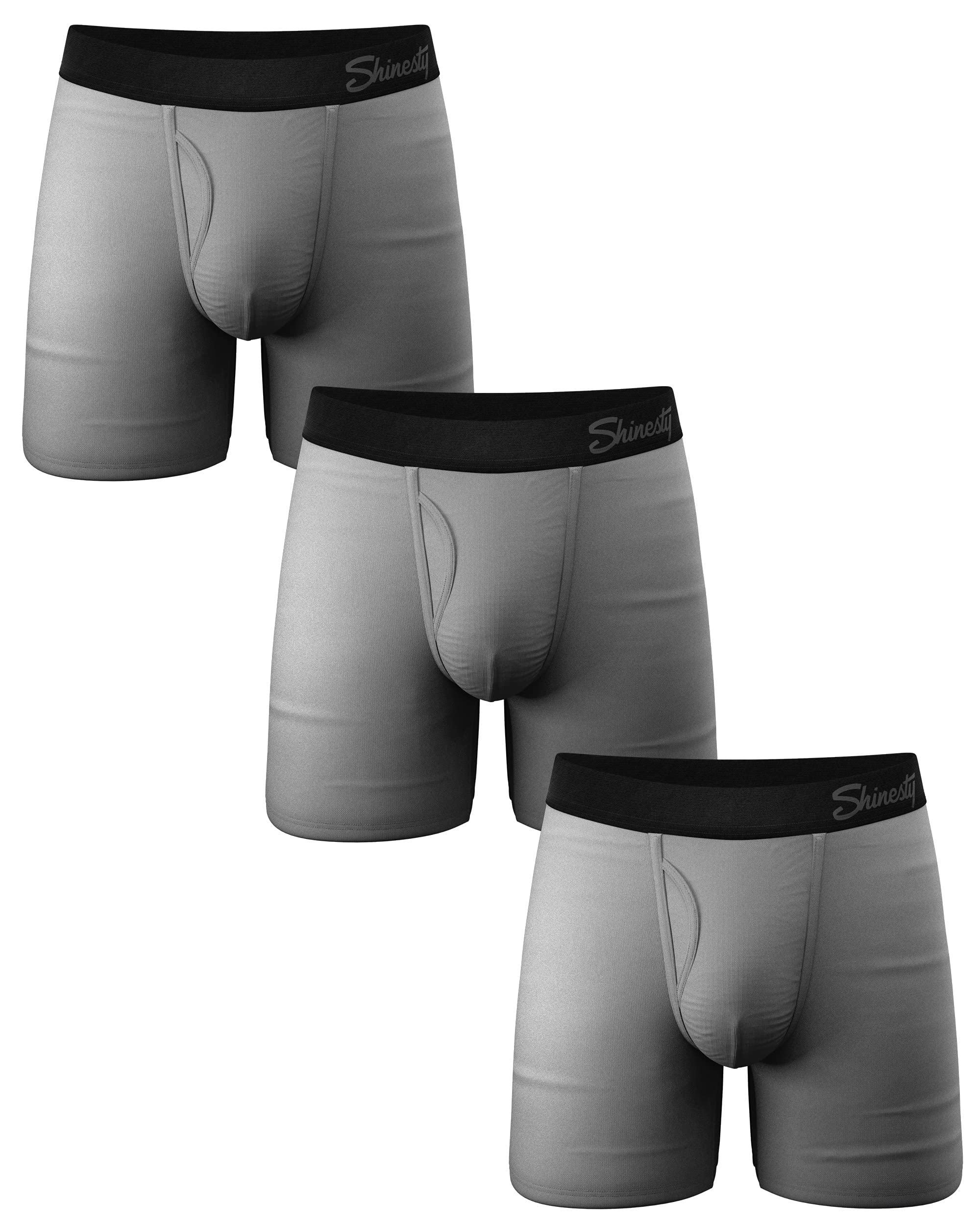 Photo 1 of Shinesty Hammock Support Pouch Underwear For Men | Mens Underwear Boxer Briefs with Fly | US Large 3 Pack Grey