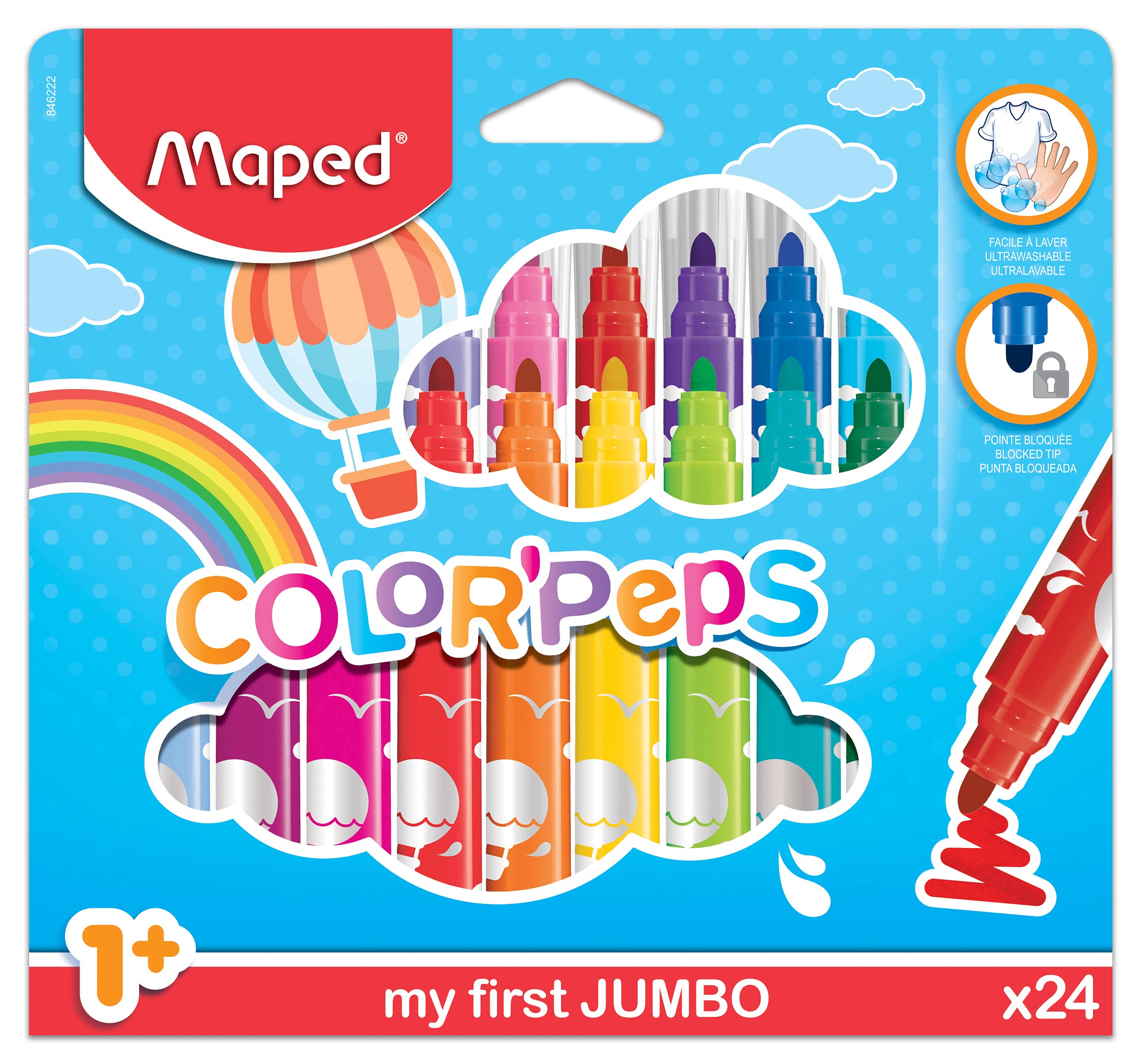 Maped 846222 My First Colour'Peps Jumbo Fibre Tip Pens Pack of 24