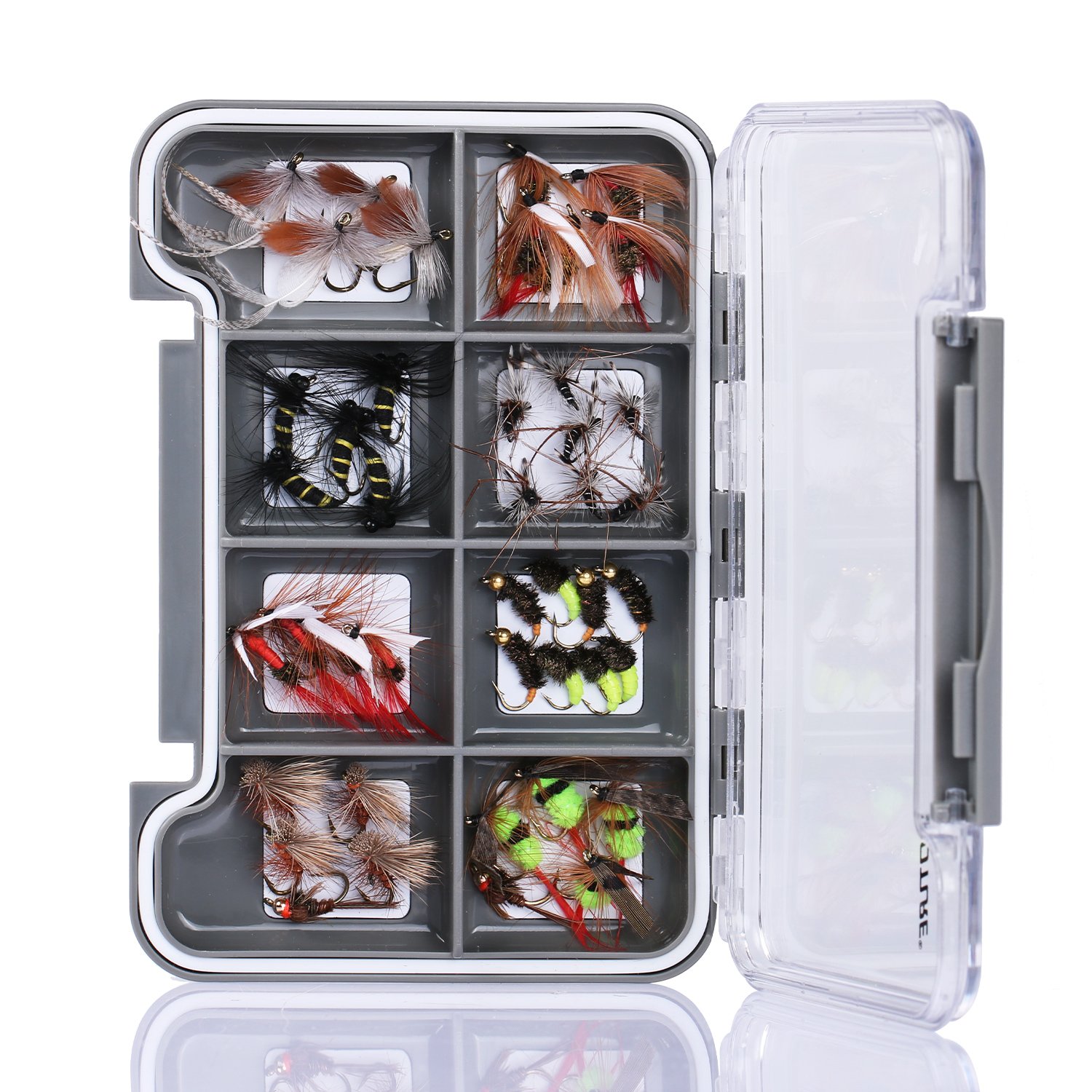 Goture Magnetic Waterproof Fly Fishing Box - High Strength ABS Transparent Lid Fly/Hook Box - Grey