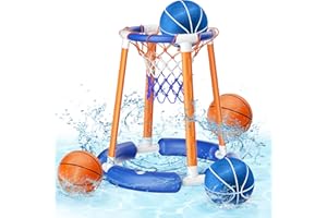 AIGIMU Pool Basketball Hoop Poolside, Floating Pool Toys with 4 Basketballs/1 Pump, Swimming Pool Games for Kids Adults, Water Basketball for Pool Basketball Games for Outdoor Indoor Play