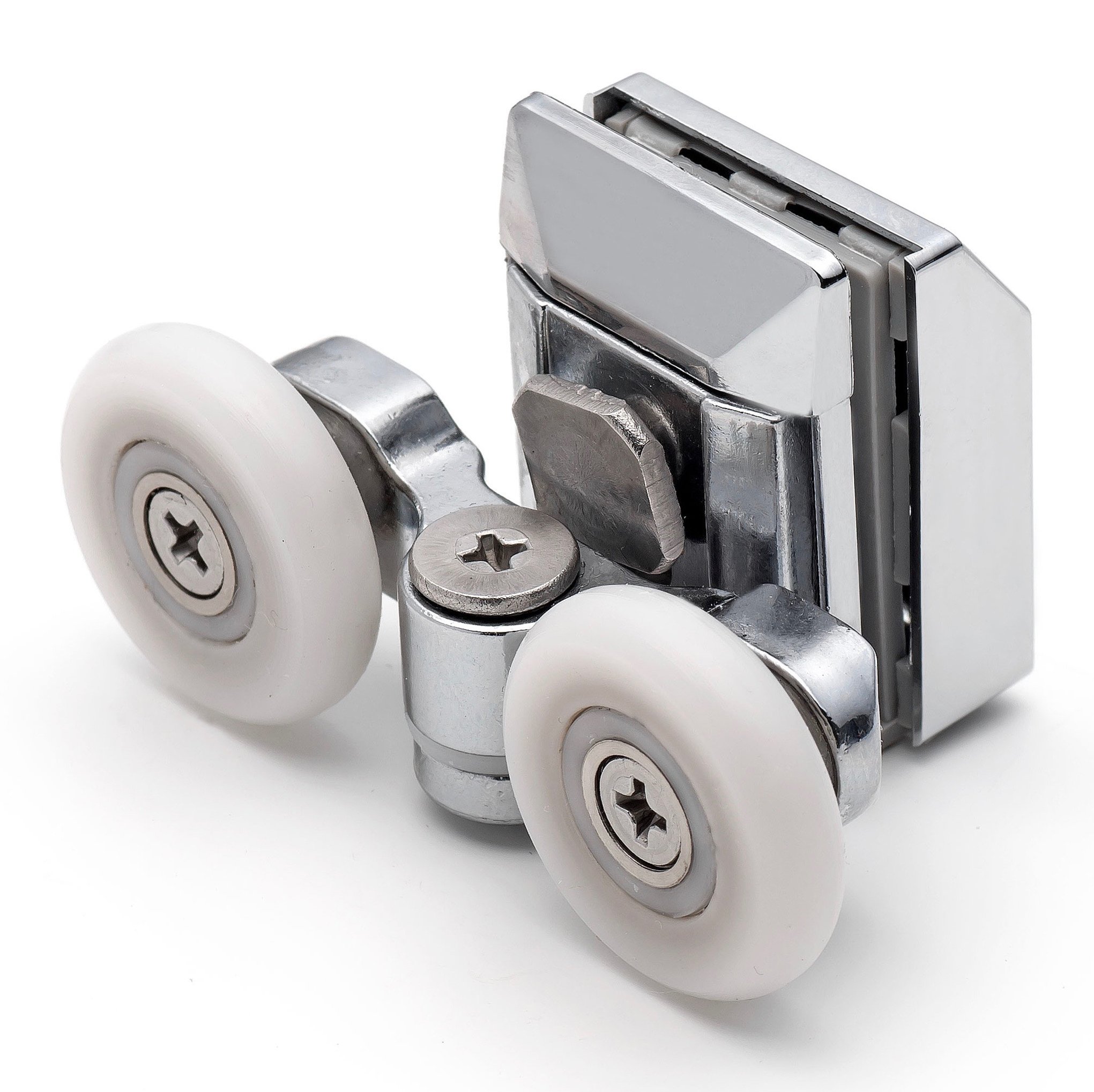 ShowerPart Twin/Double Top Shower Door Rollers/Wheels/Runners L020, Shower Door Wheel Diameter 23mm, Wheel Thickness 6mm, Chromed Plastic Cover, Shower Door Replacement Parts, 2x