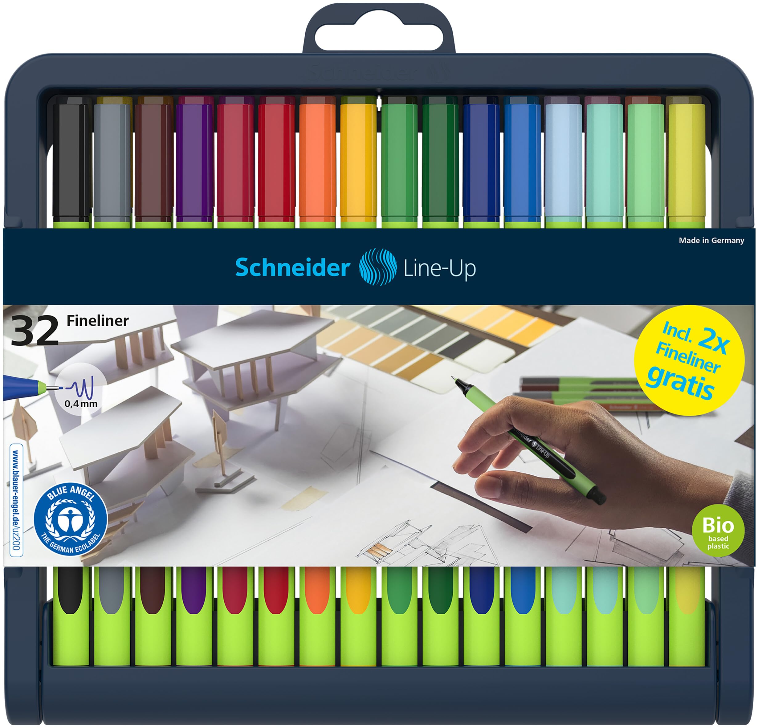 Schneider writing instruments Fineliner Line-Up, 0.4 mm 32er Pack
