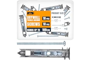 ALBO EZ Self-Drilling Drywall Toggle Anchors Kit – Heavy Duty Metal Anchors with Screws (10 Pack) – Holds Up to 100 lbs – Perfect Toggle Bolts for Drywall & Hollow Walls