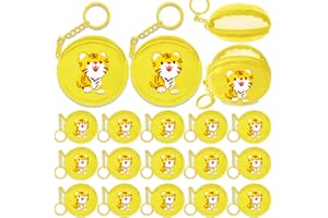 Elecrainbow 15 Pack Tiger Mini Coin Purses with Keyring for Tiger Jungle Safari Party,Goodie Bag Stuffer,Present for Friends,Creative Souvenirs,Birthday,Yellow