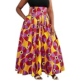 SHENBOLEN Women African Print Maxi Skirt Ankara High Waist Skirt Ethnic Long Skirt