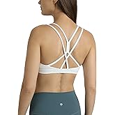 Colorfulkoala Women's Dreamlux Strappy Sports Bra Crisscross Back Yoga Tops with Molded Foam Cups