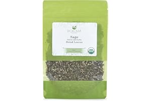 Biokoma Pure and Organic Sage Dried Leaves 50g (1.76oz) In Resealable Moisture Proof Pouch, USDA Certified Organic - Herbal Tea, No Additives, No Preservatives, No GMO, Kosher