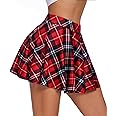 Avidlove Pleated Mini Skirt Plaid Skirts High Waist A Line Skater Skirt for Lingerie Schoolgirl