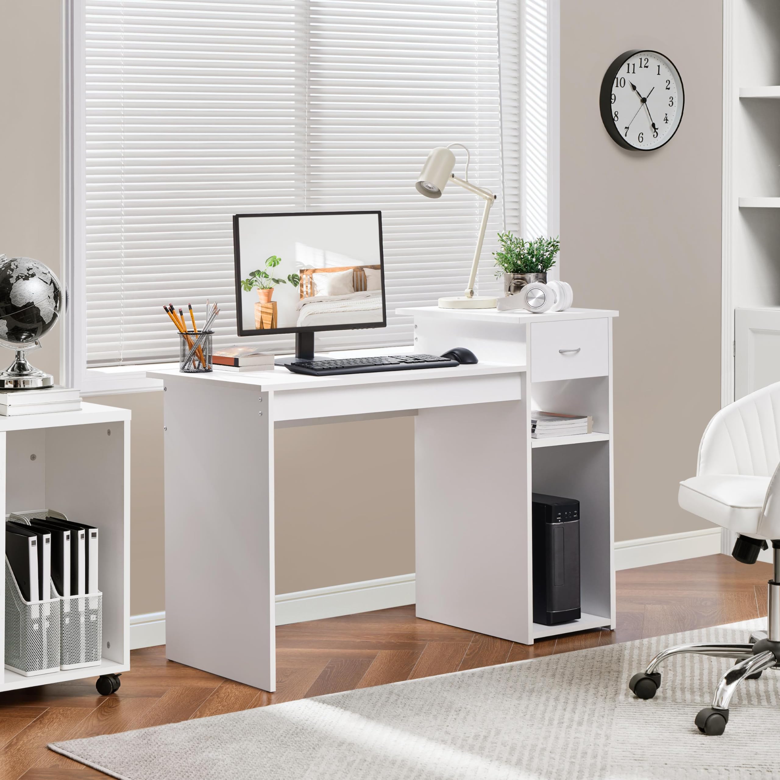 Mua Yaheetech Small White Computer Desk, Compact Study PC Laptop Table