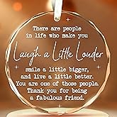 BSQUIELE Christmas Friendship Gifts for Women - Friend Ornament - Friend Ornaments for Women - Friendship Day, Birthday Gifts Idea for Bestie, Female Friends - Glass Round Ornament