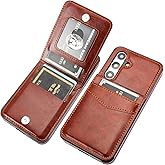 KIHUWEY for Samsung Galaxy S24 Case Wallet with Credit Card Holder, Flip Premium Leather Magnetic Clasp Kickstand Heavy Duty Protective Cover for Samsung Galaxy S24 6.2" (Brown)