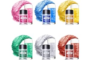 ERCORART Edible Glitter - 6 Colors Luster Dust Edible, Food Grade Cake Decorating Shimmering Glitter for Drinks, Powder Glitter for Fondant, Chocolate, Candy, Cookie- 3g, Vegan