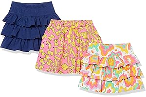 Amazon Essentials Girls and Toddlers' Knitted Ruffle Scooter Skirts (Previously Spotted Zebra), Multipacks